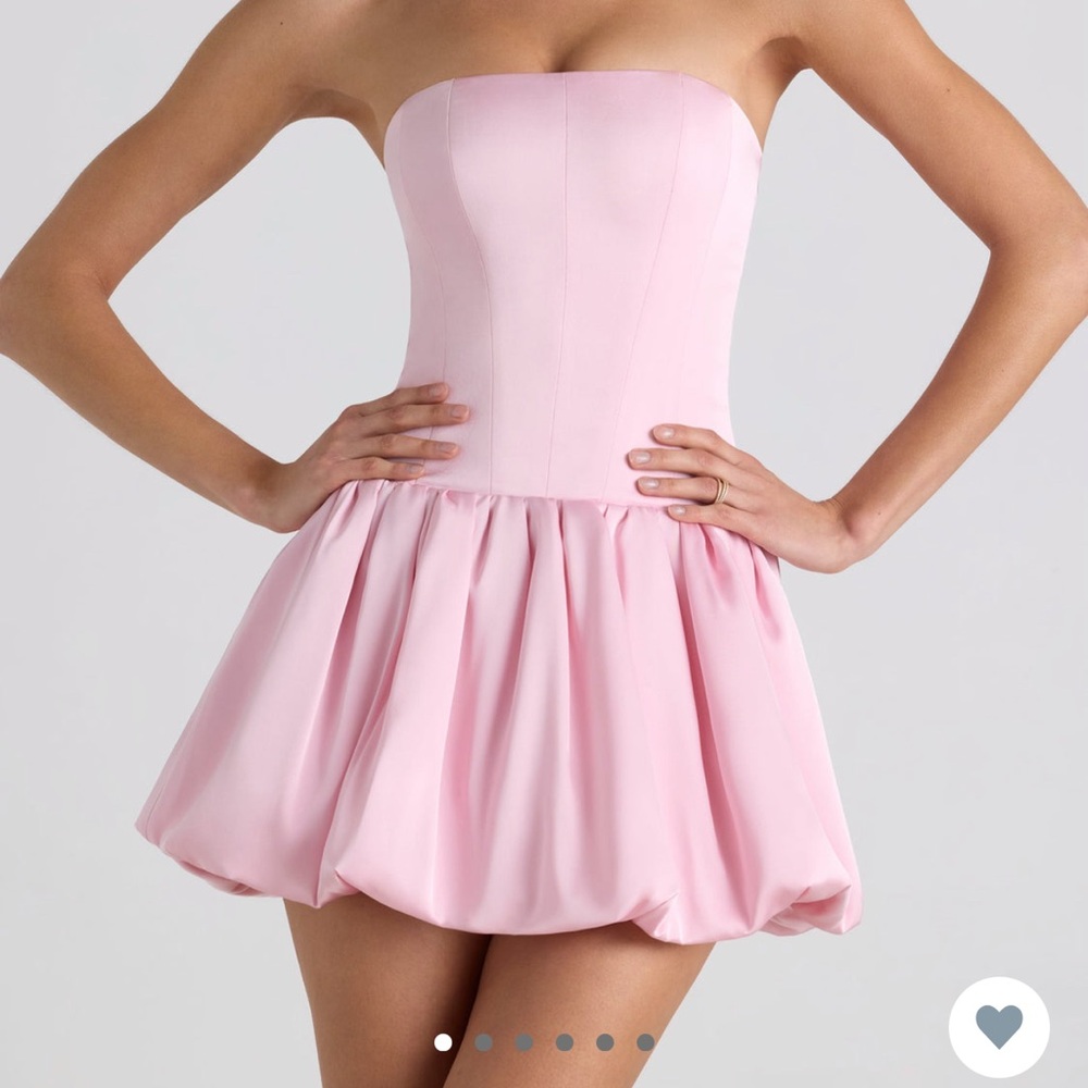 Oh Polly Lace Up Bubble Hem Corset Mini Dress in Soft Pink